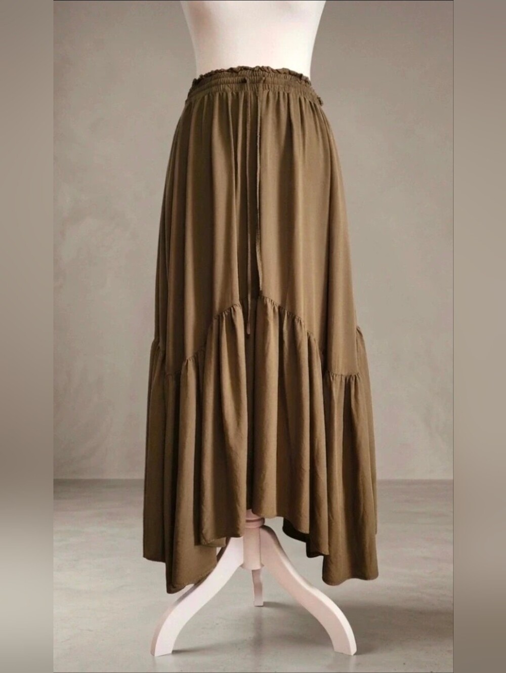 Scarlet Darkness Olive Green Boho Maxi Skirt Size Large